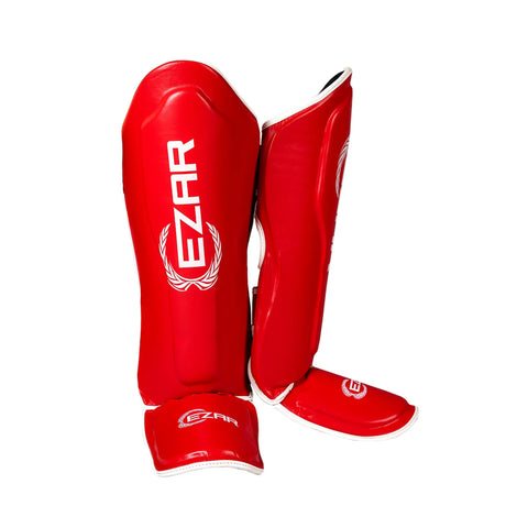 Tibiere protecție Eco Basic, piele ecologică, roșii, TBEB-R 2